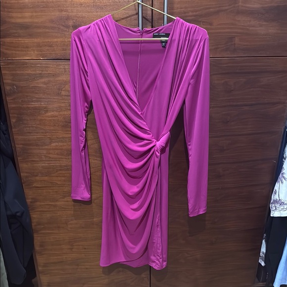 Maggy London Fuchsia Long Sleeve faux wrap Dress size 2 - Picture 1 of 6